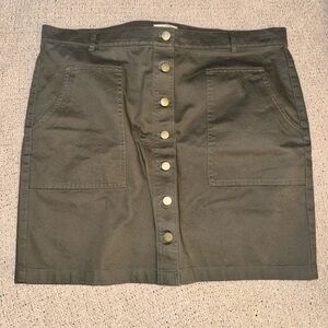 LOFT Khaki Button-Down Mini Skirt